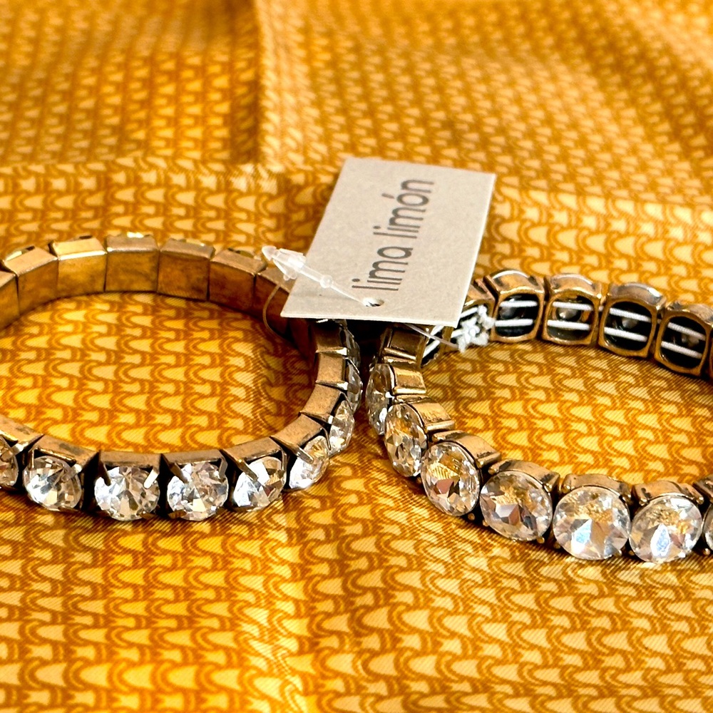 Large stretch Bracelets with Rhinestones set of 2